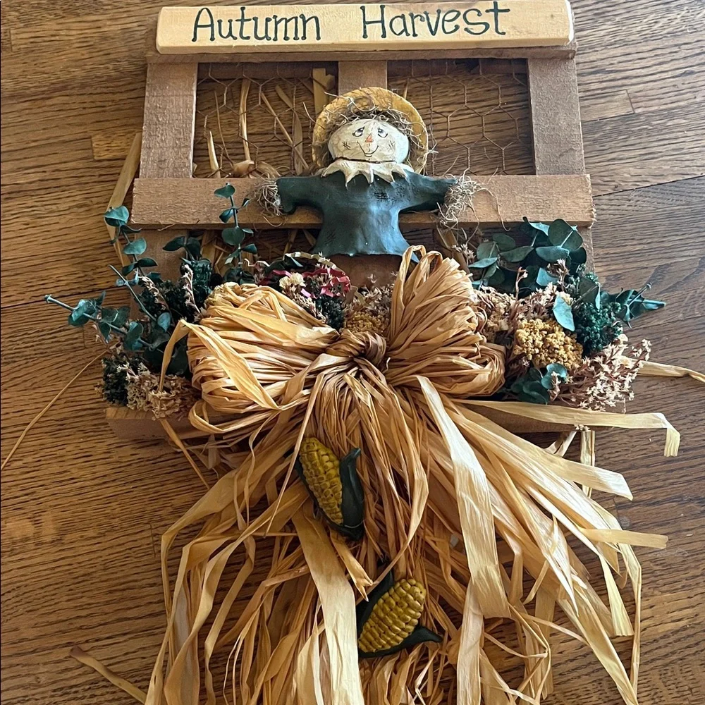 Vintage Autumn Harvest Decor with Scarecrow
